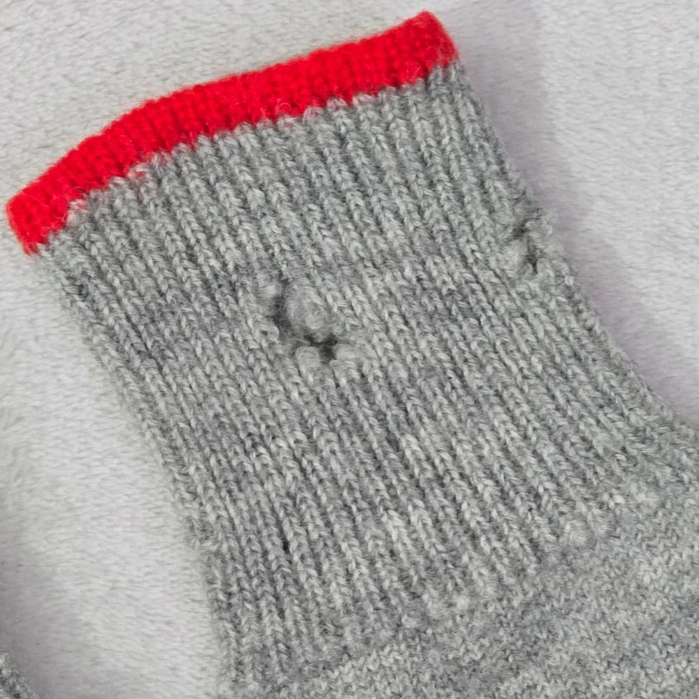 Hunting Boot Socks Mens Gray Red Trim Tall Length Vintage